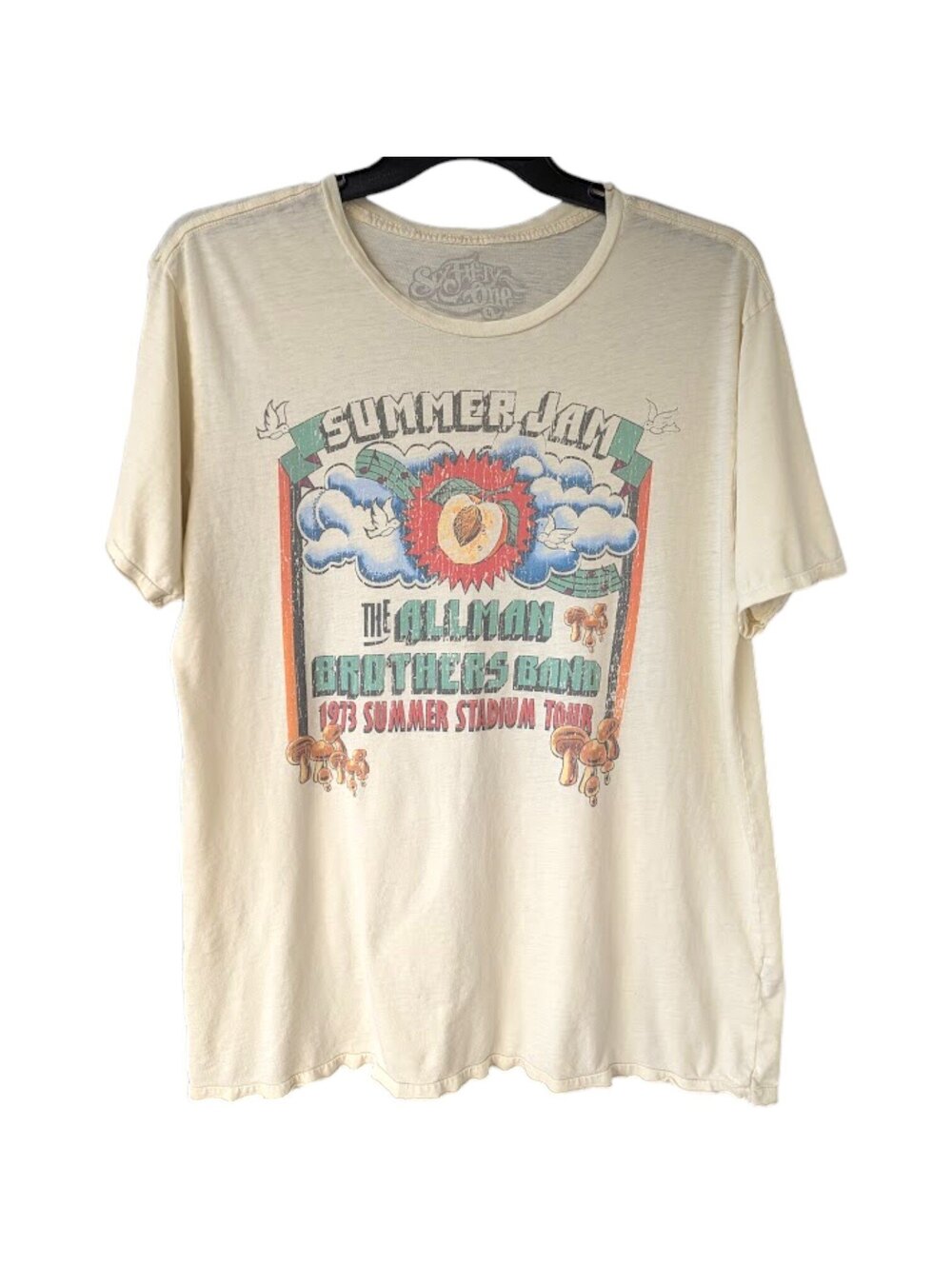 Six Fifty One Allman Brothers Band T-Shirt Men Large Cream 1973 Summer Jam 22x30